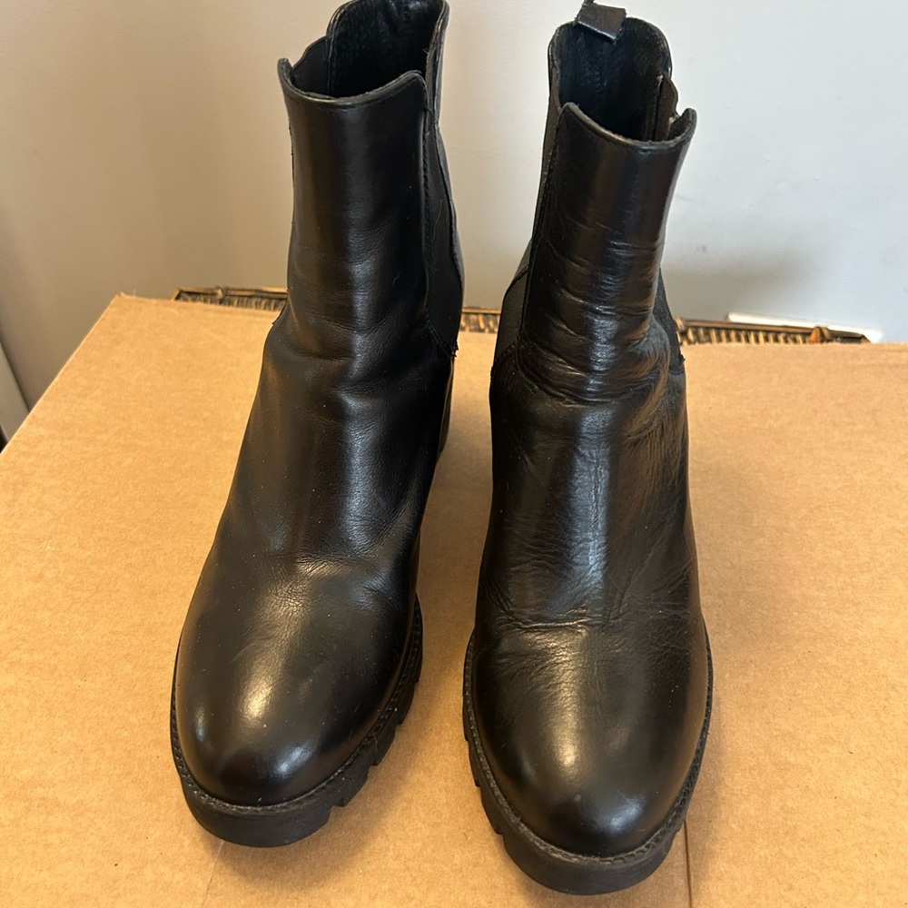 Barneys New York Sleek Black Leather Booties
